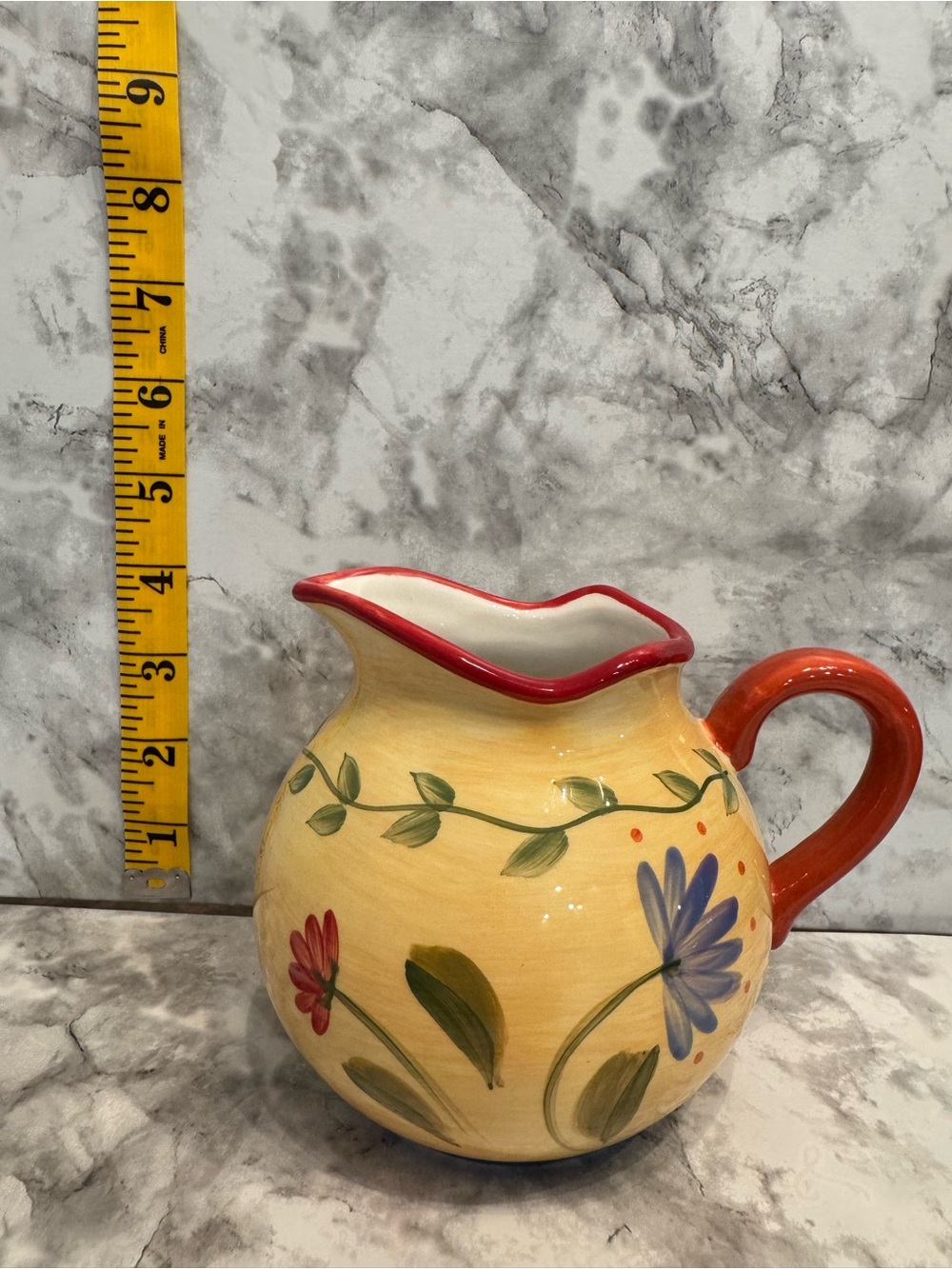Vibrant Pfaltzgraff Napoli Hand Painted Floral Ceramic Pitcher 5.5" - Picture 10 of 11